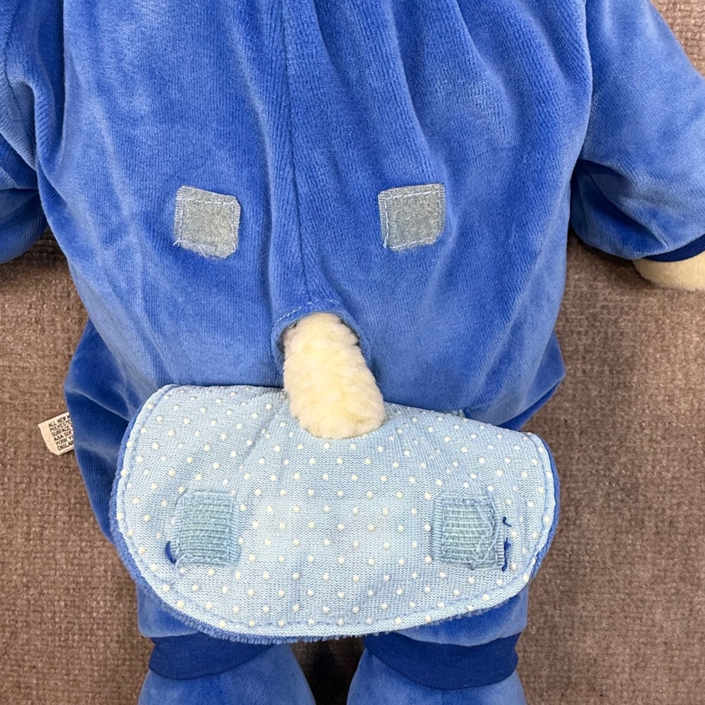 Rare Vintage 90s Baby Aurora Plush Lamb Bedtime Softees Blue Velour Romper - Picture 11 of 11